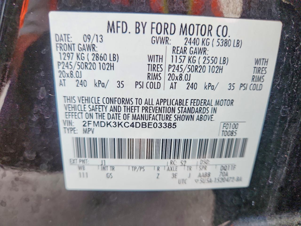 2013 FORD EDGE LIMITED photo 25