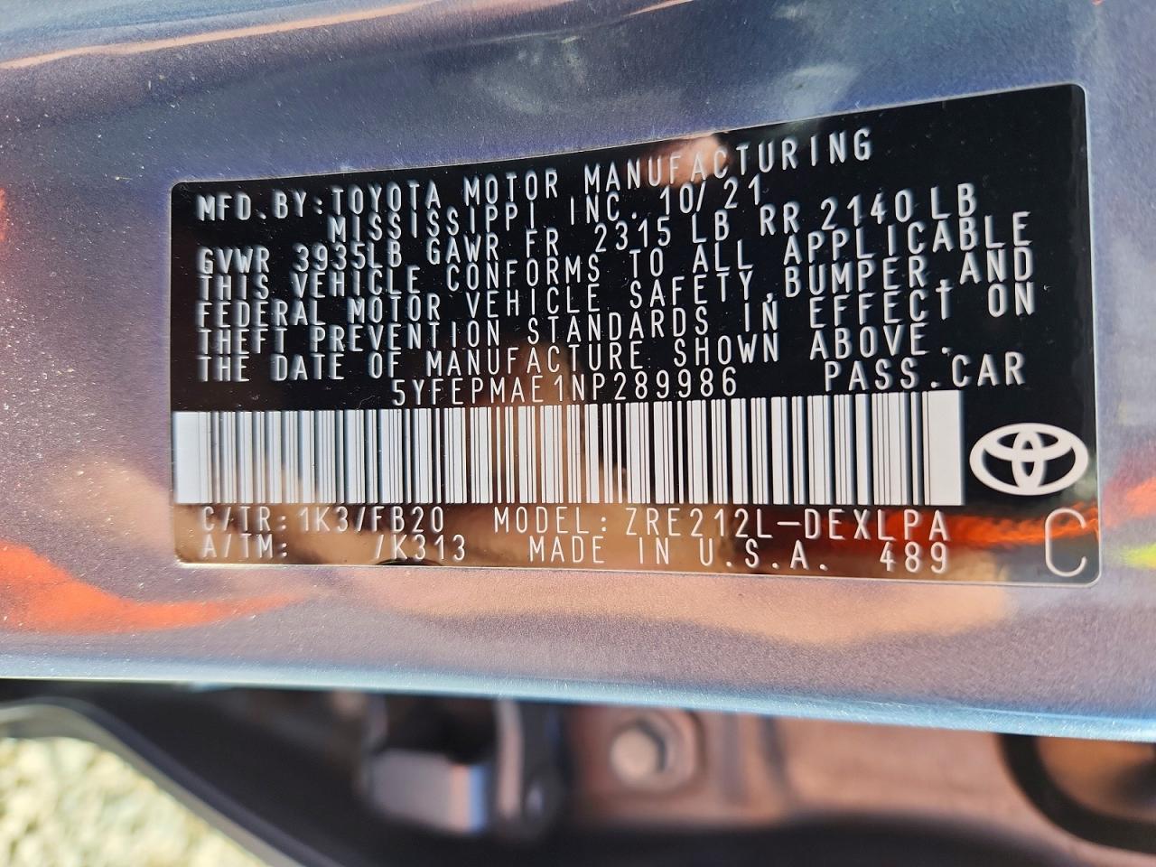 2022 TOYOTA COROLLA LE photo 23