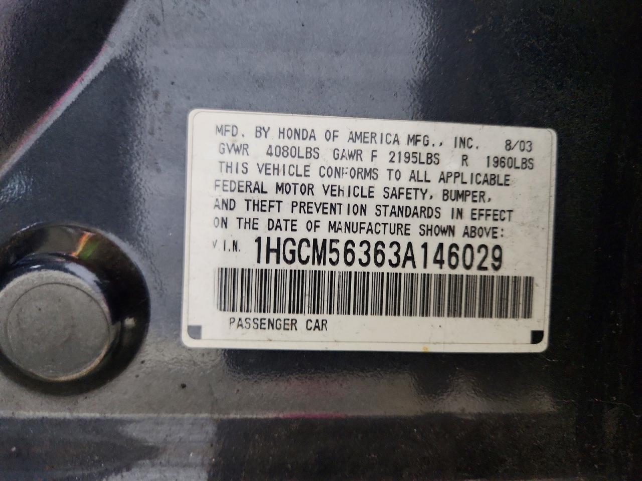 2003 HONDA ACCORD LX photo 23