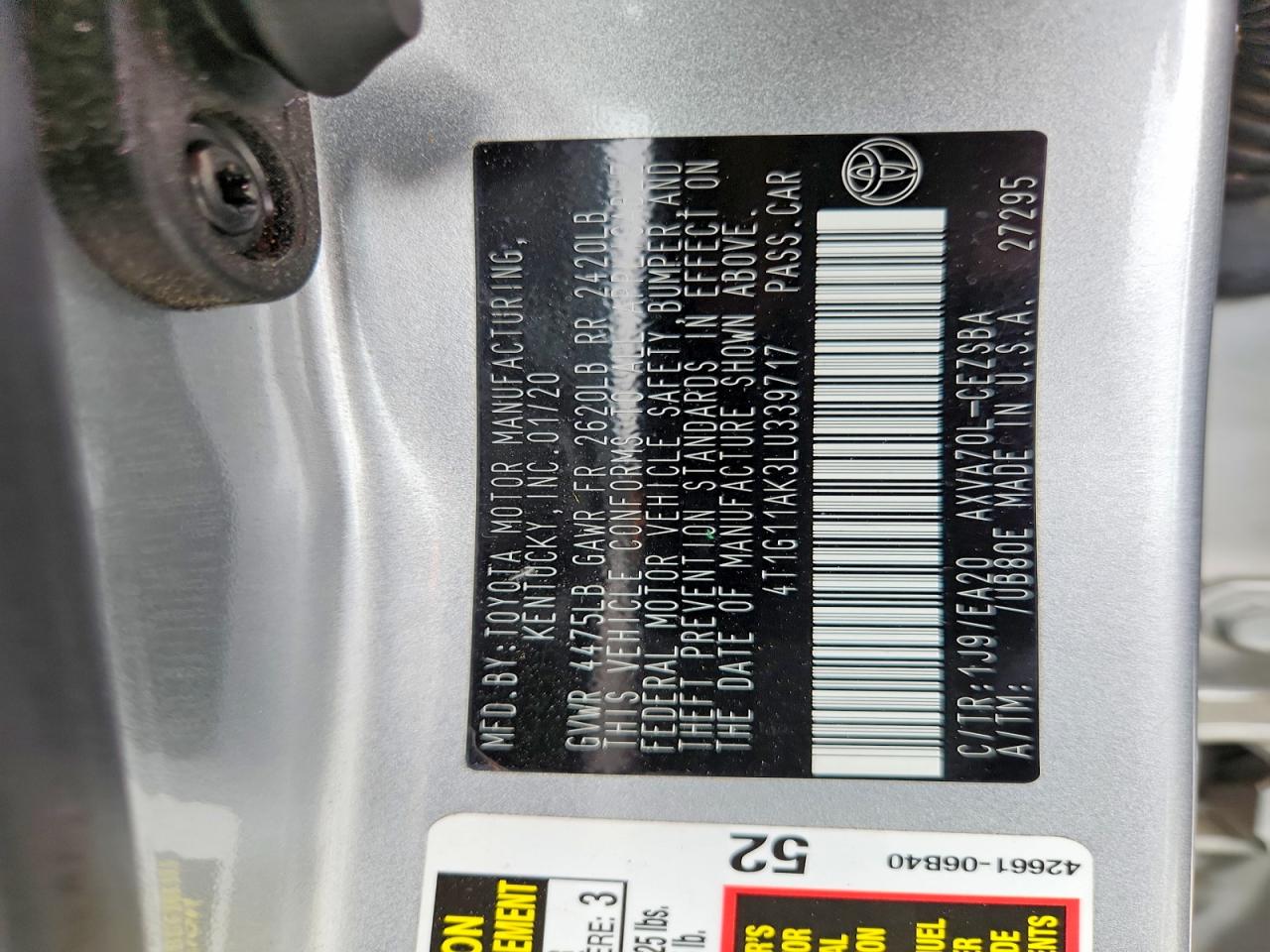 2020 TOYOTA CAMRY SE photo 12