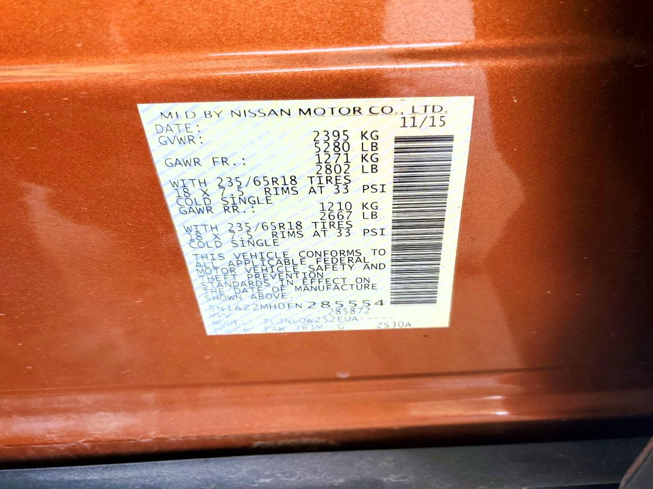 2015 NISSAN MURANO SV photo 23