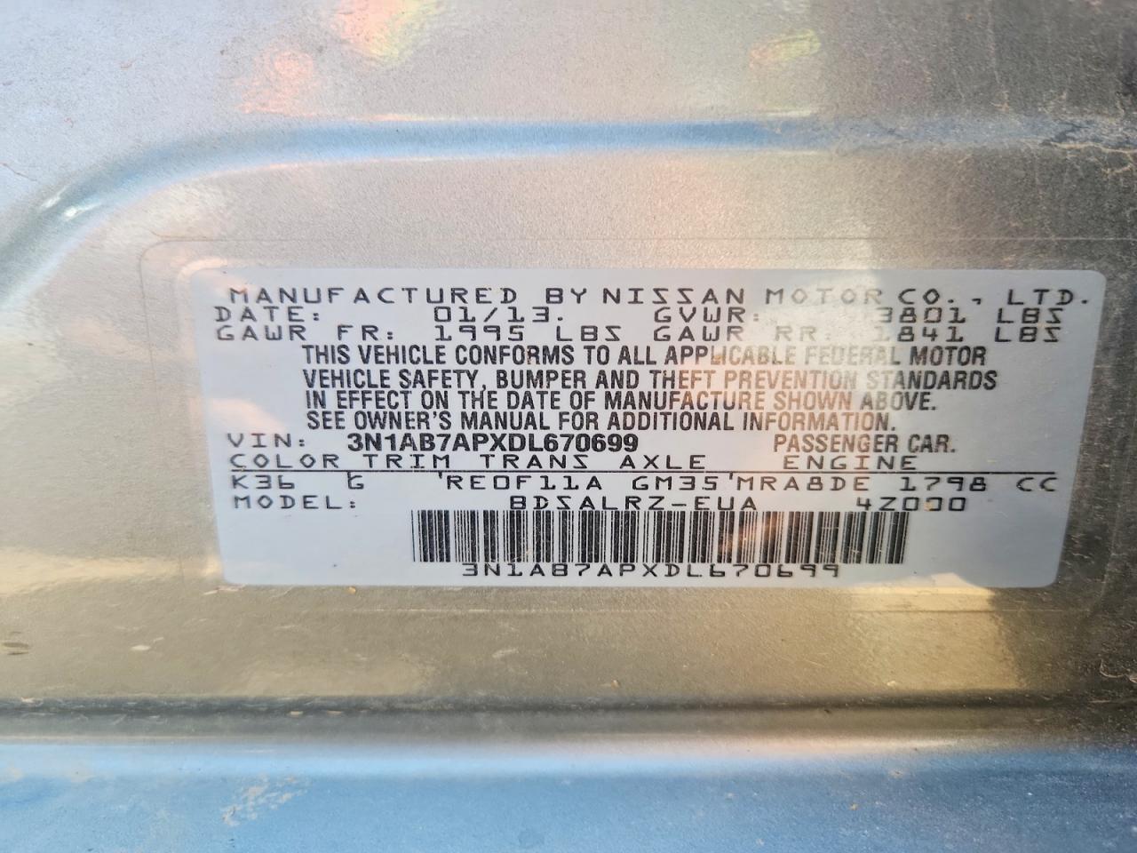 2013 NISSAN SENTRA S photo 12