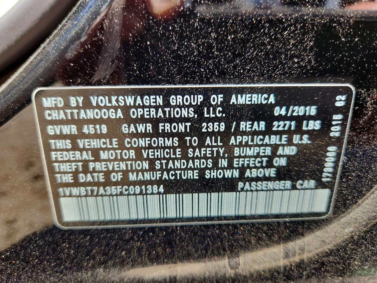 2015 VOLKSWAGEN PASSAT SE photo 34