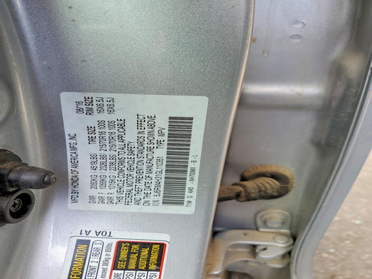 2016 HONDA CR-V LX photo 25