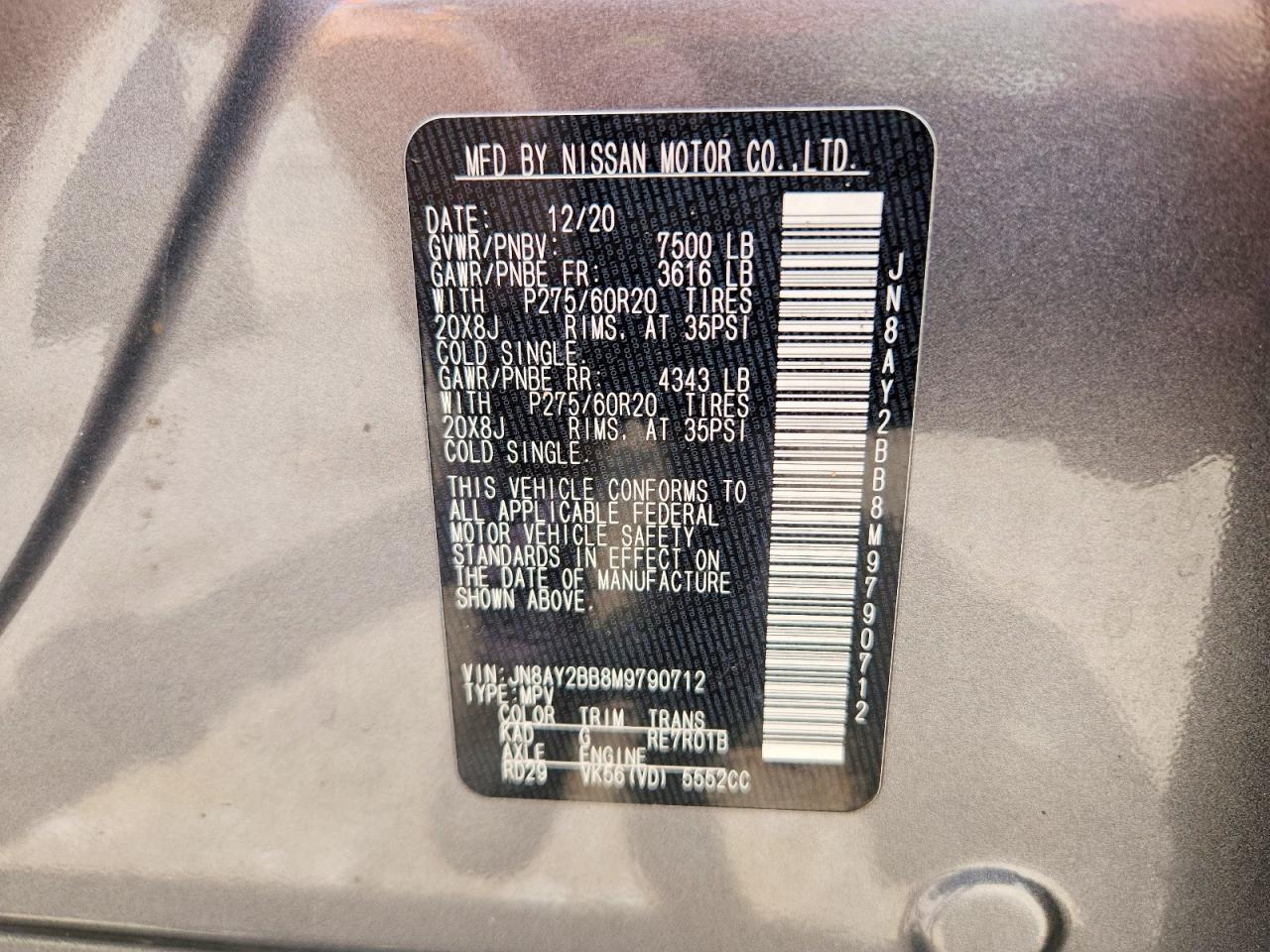 2021 NISSAN ARMADA SL photo 27