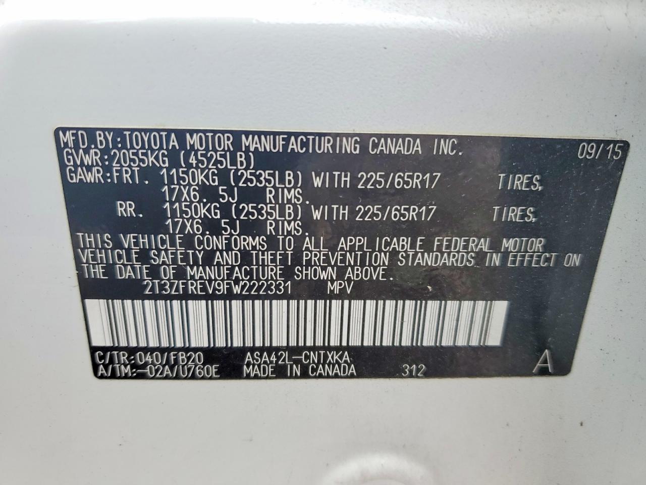2015 TOYOTA RAV4 LE photo 23