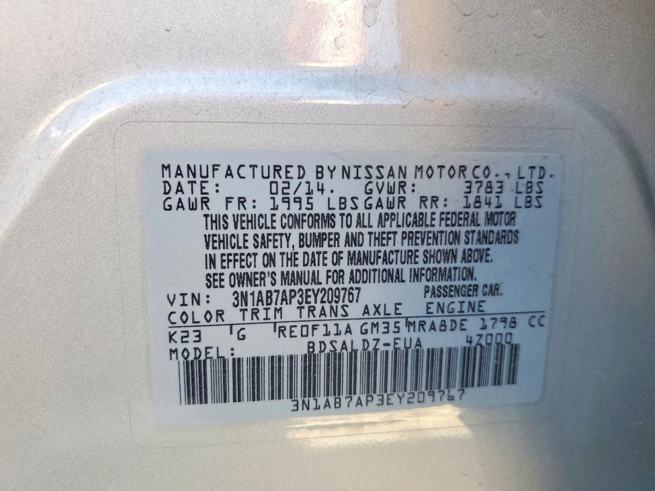 2014 NISSAN SENTRA SV photo 34