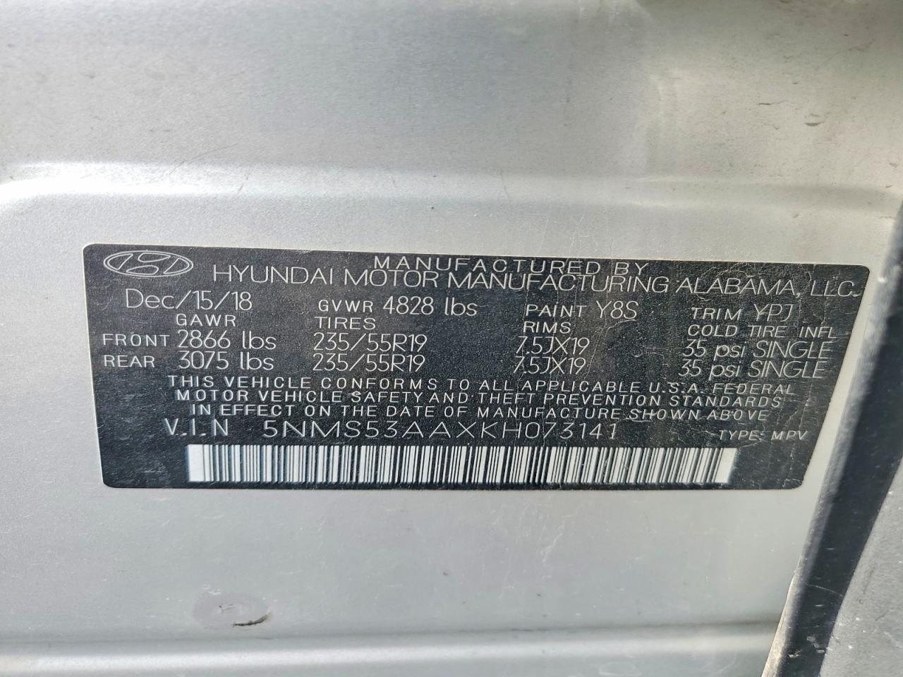 2019 HYUNDAI SANTA FE LIMITED 2.0T photo 34