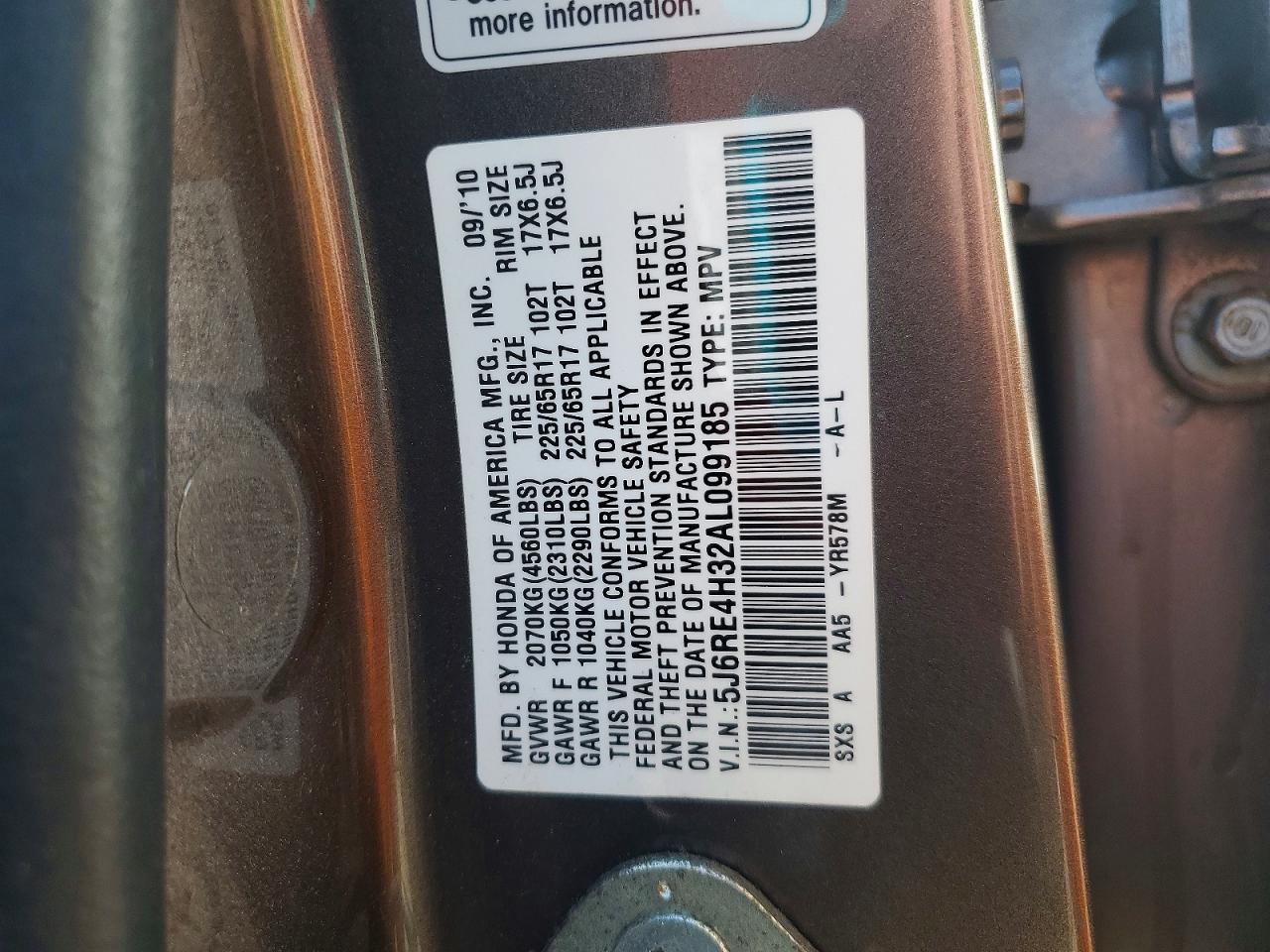 2010 HONDA CR-V LX photo 27