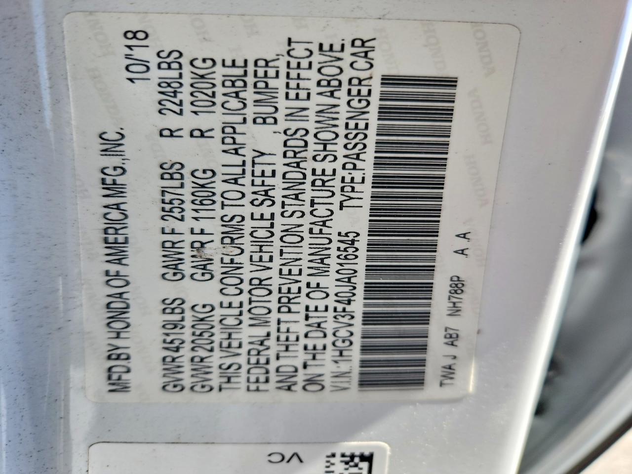 2018 HONDA ACCORD HYBRID EX photo 34