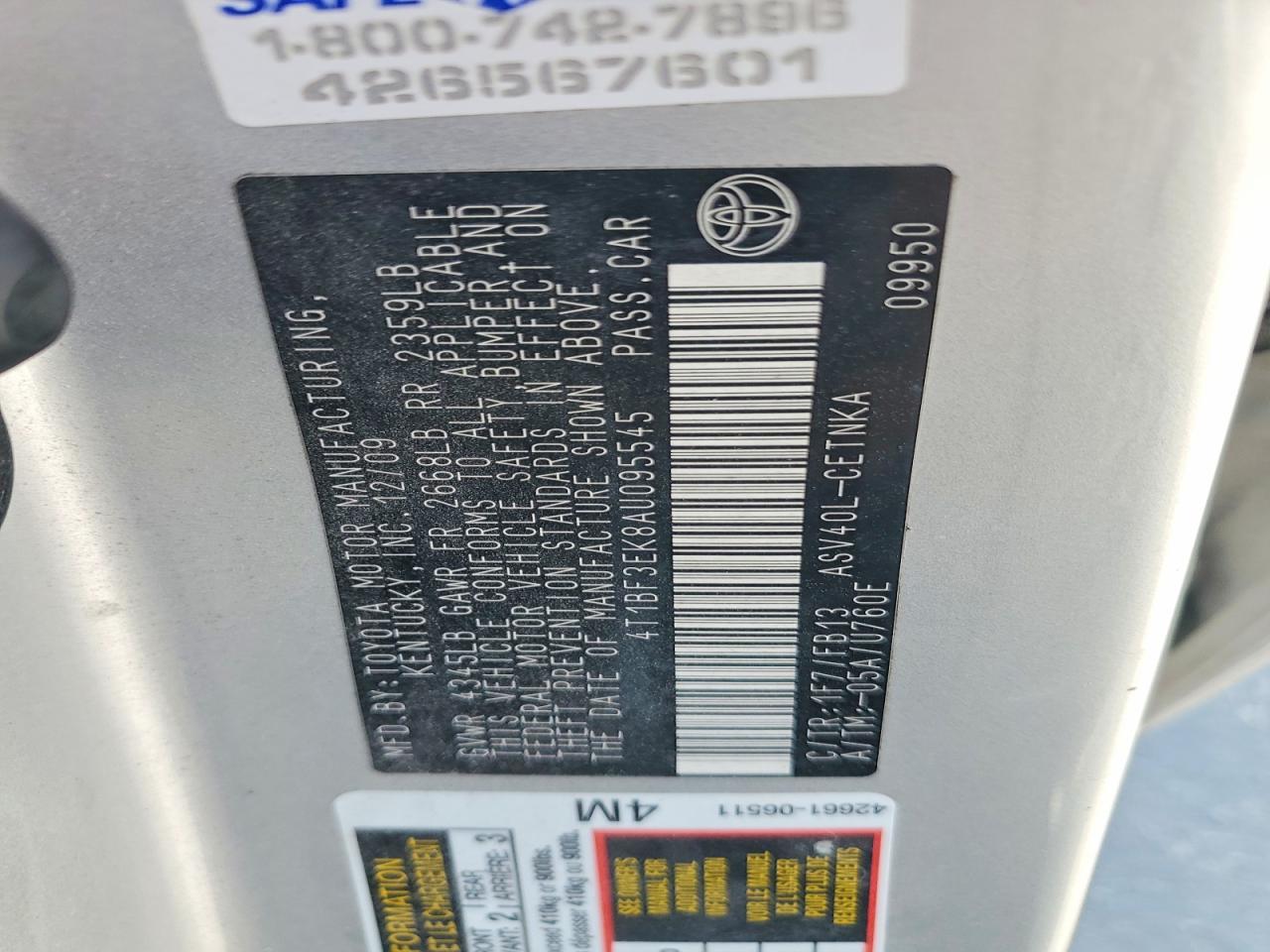 2010 TOYOTA CAMRY BASE photo 37