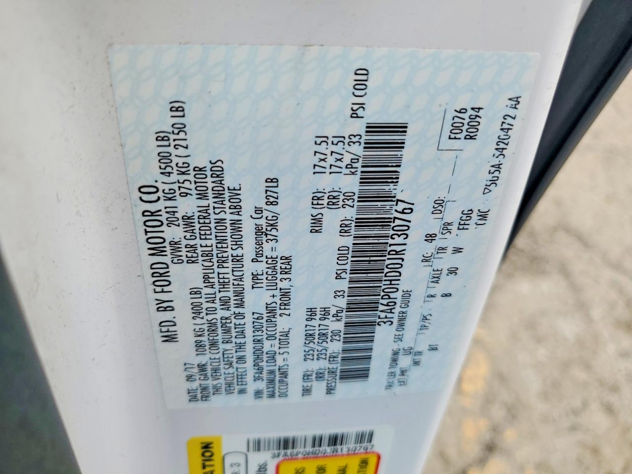 2018 FORD FUSION SE photo 34