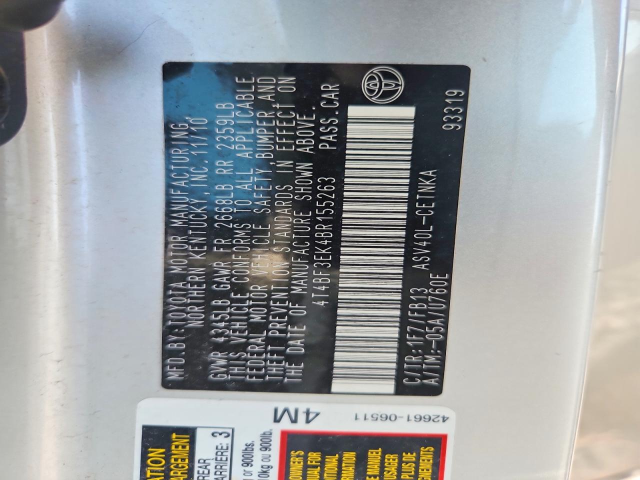 2011 TOYOTA CAMRY photo 23