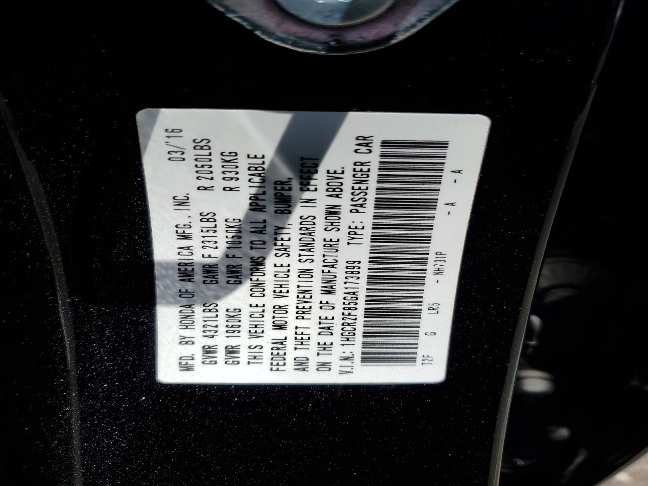 2016 HONDA ACCORD EXL photo 25
