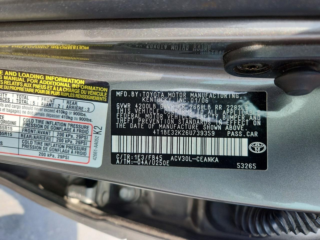 2006 TOYOTA CAMRY LE photo 23