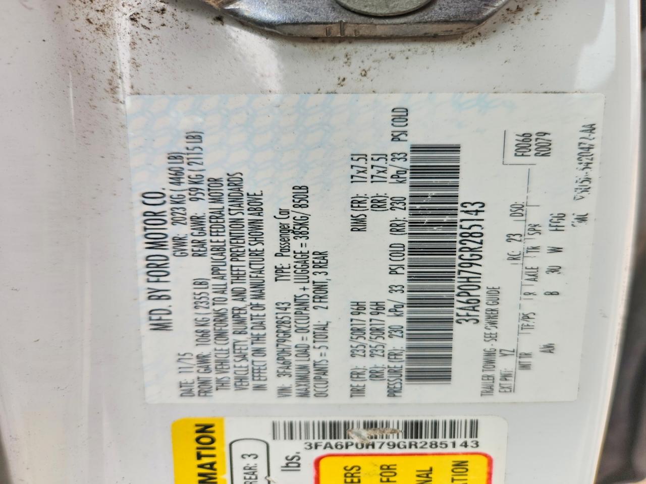 2016 FORD FUSION SE photo 34
