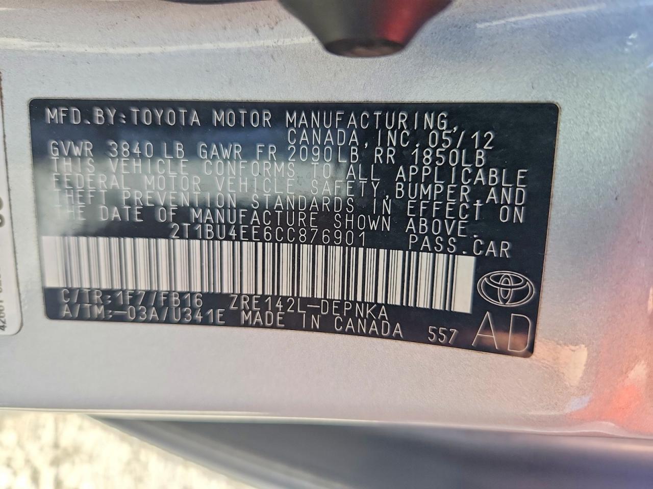 2012 TOYOTA COROLLA LE photo 23