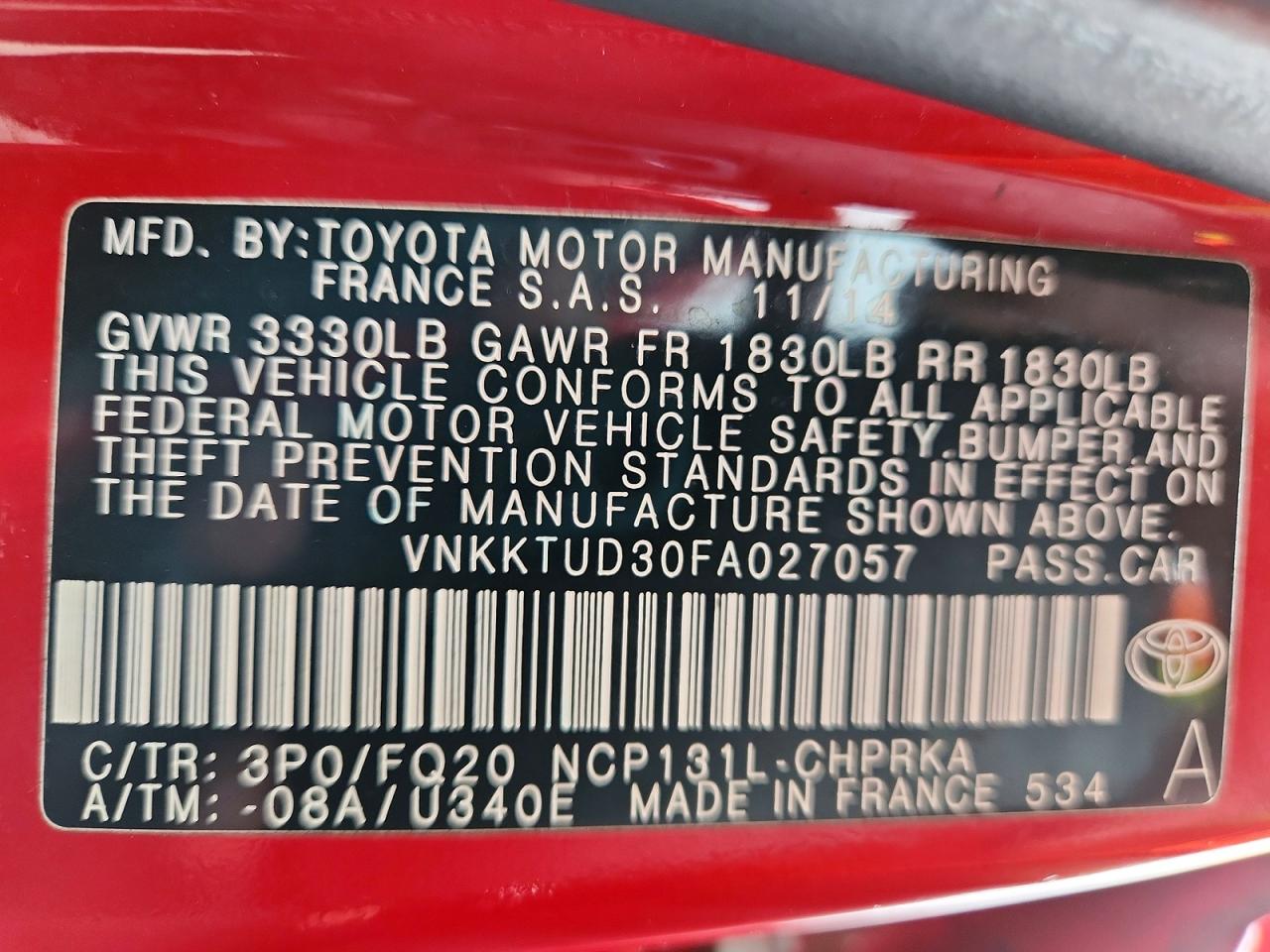2015 TOYOTA YARIS 5-DOOR L photo 34