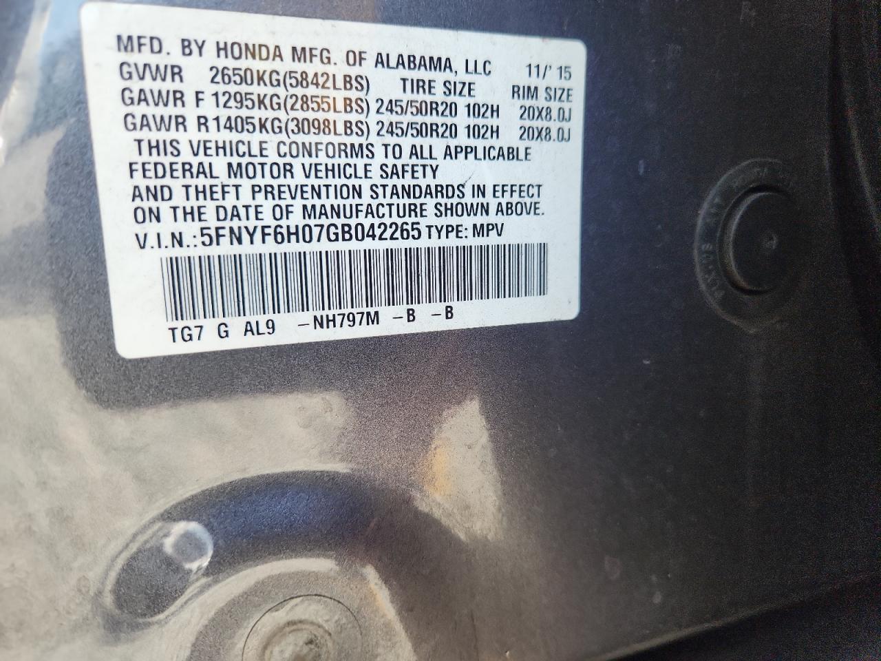 2016 HONDA PILOT ELITE photo 37
