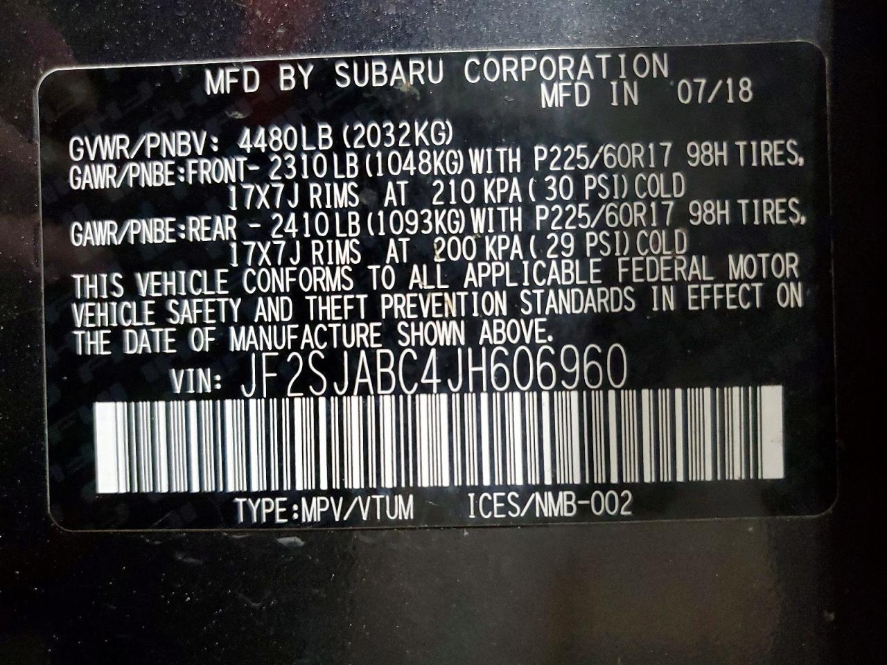 2018 SUBARU FORESTER 2.5I photo 14