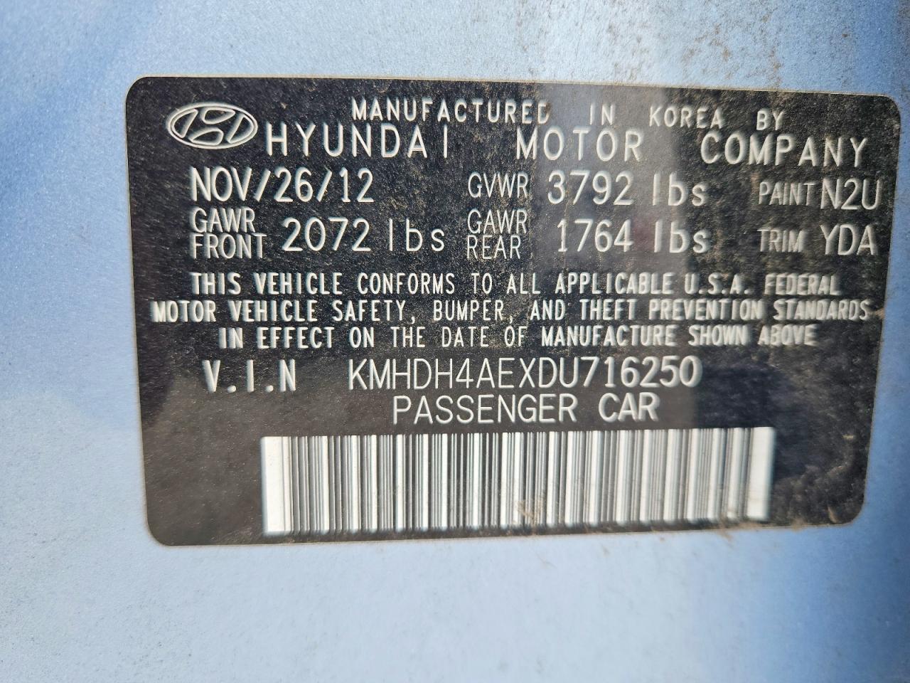 2013 HYUNDAI ELANTRA LIMITED photo 13