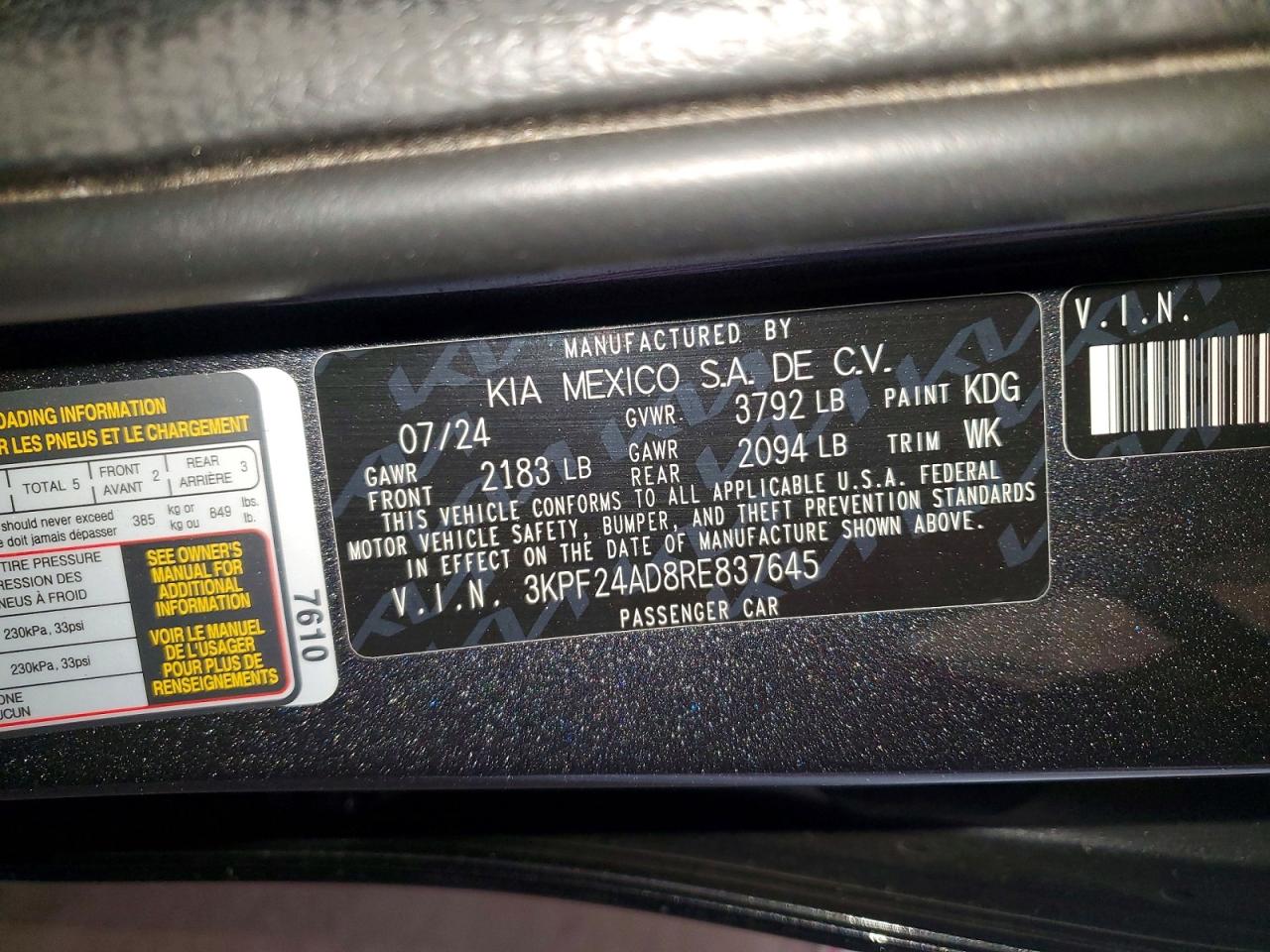 2024 KIA FORTE LXS photo 34