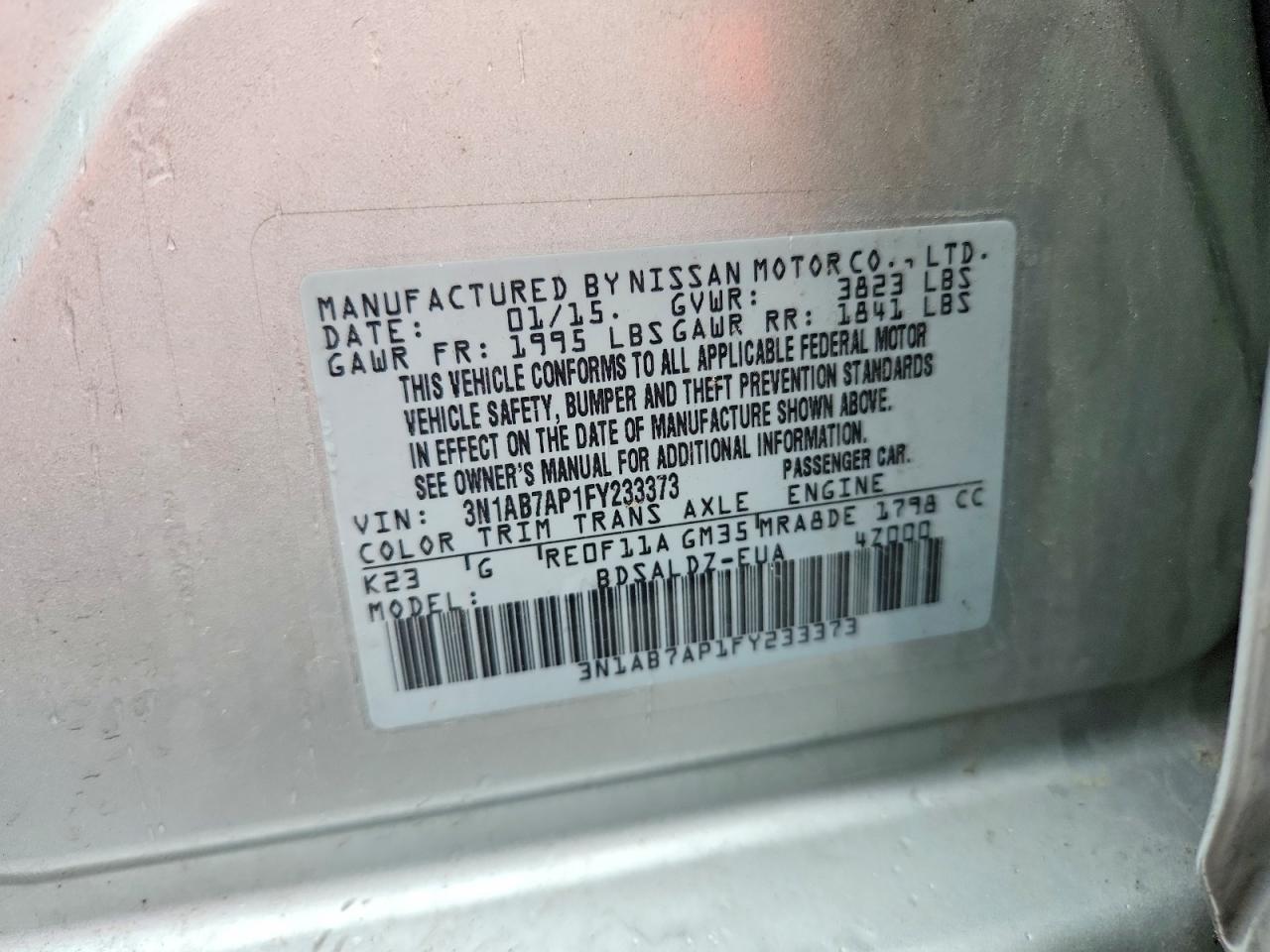 2015 NISSAN SENTRA SV photo 37