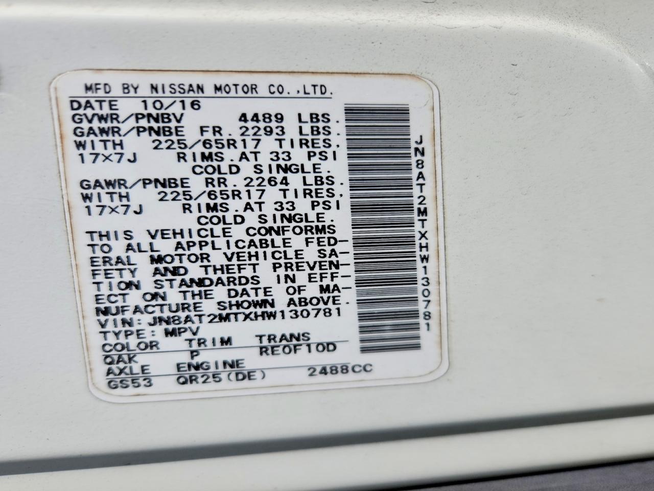 2017 NISSAN ROGUE S photo 14