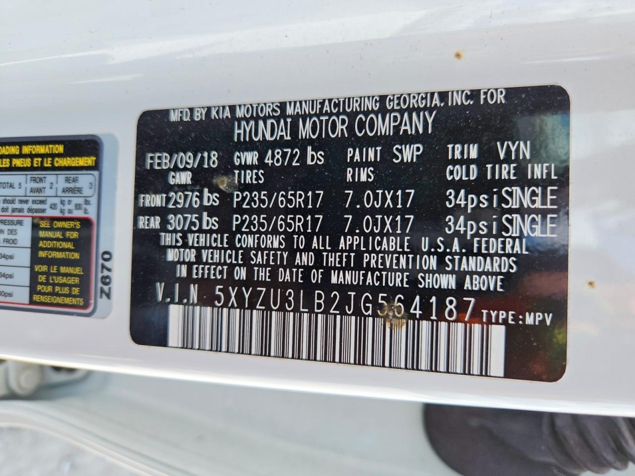 2018 HYUNDAI SANTA FE SPORT 2.4L photo 14