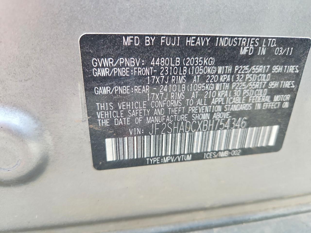 2011 SUBARU FORESTER 2.5X PREMIUM photo 13