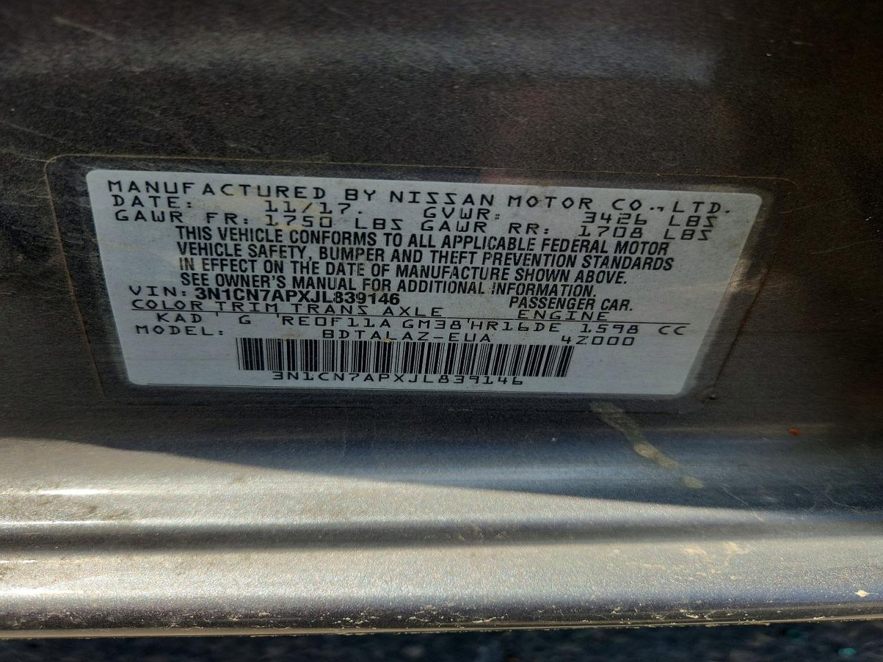 2018 NISSAN VERSA S PLUS photo 34