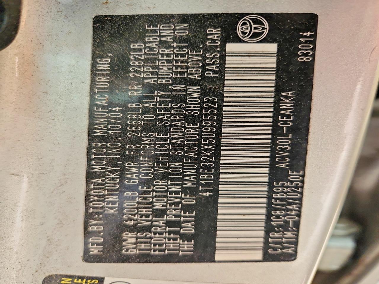 2005 TOYOTA CAMRY LE photo 23