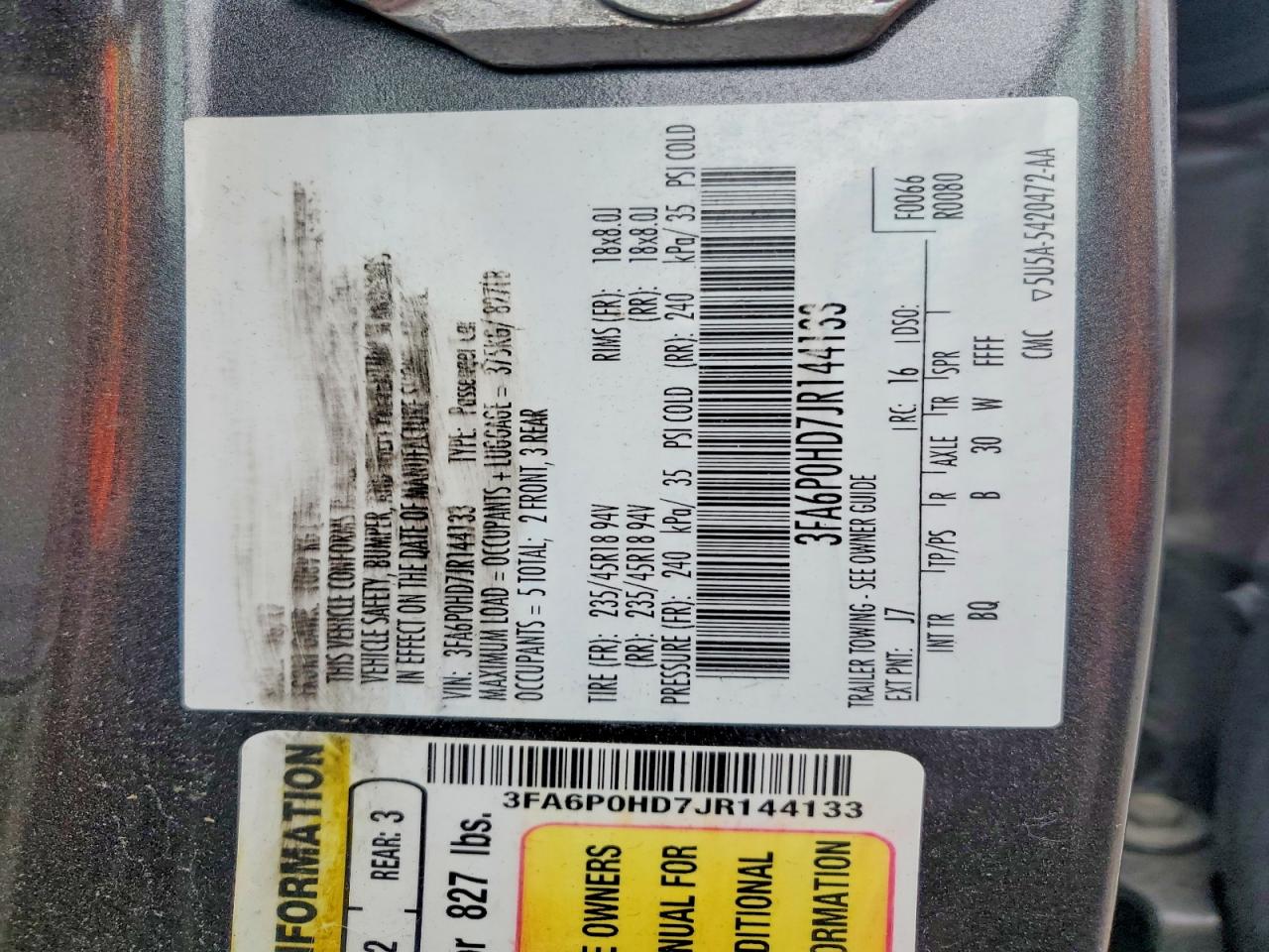 2018 FORD FUSION SE photo 34