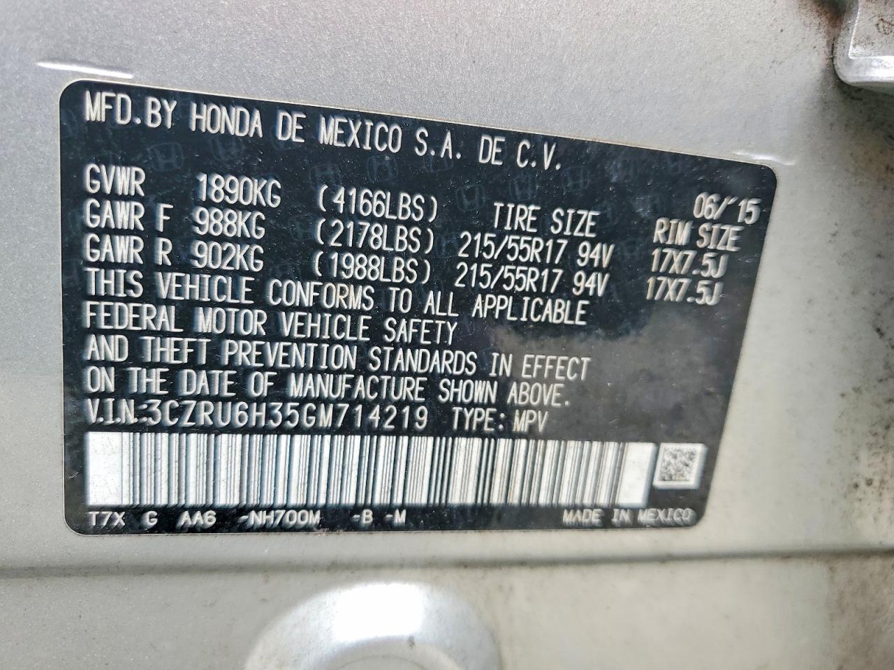 2016 HONDA HR-V LX photo 25