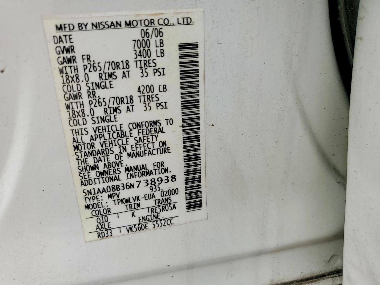 2006 NISSAN ARMADA SE photo 37