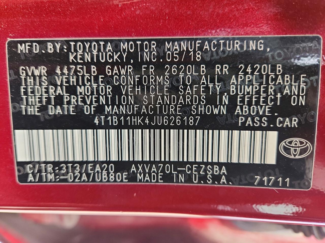 2018 TOYOTA CAMRY SE photo 23