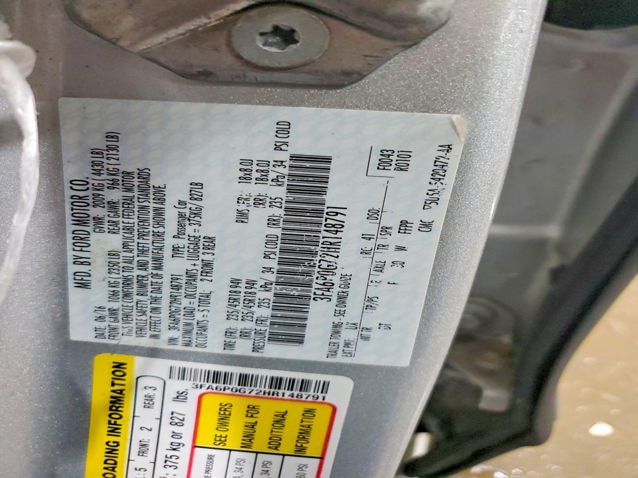 2017 FORD FUSION S photo 23