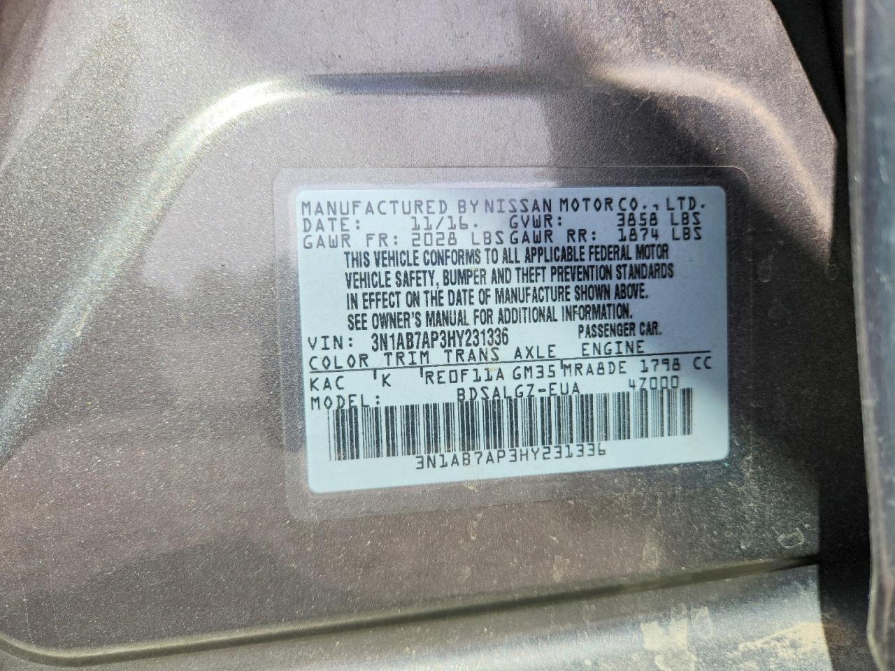 2017 NISSAN SENTRA SL photo 25