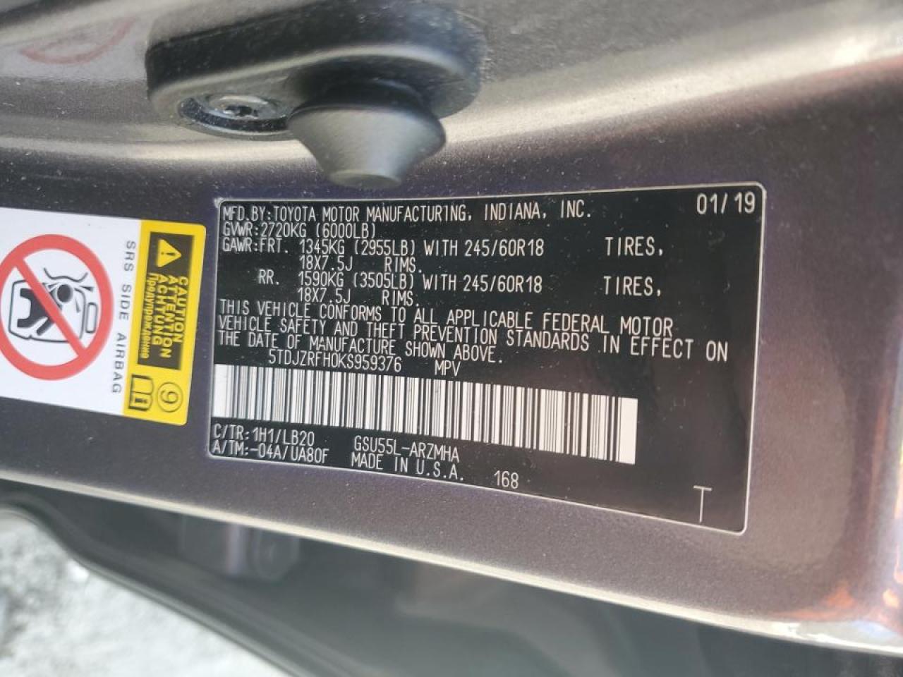 2019 TOYOTA HIGHLANDER photo 37