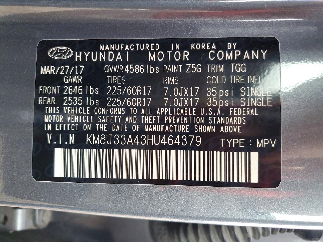 2017 HYUNDAI TUCSON SE photo 37