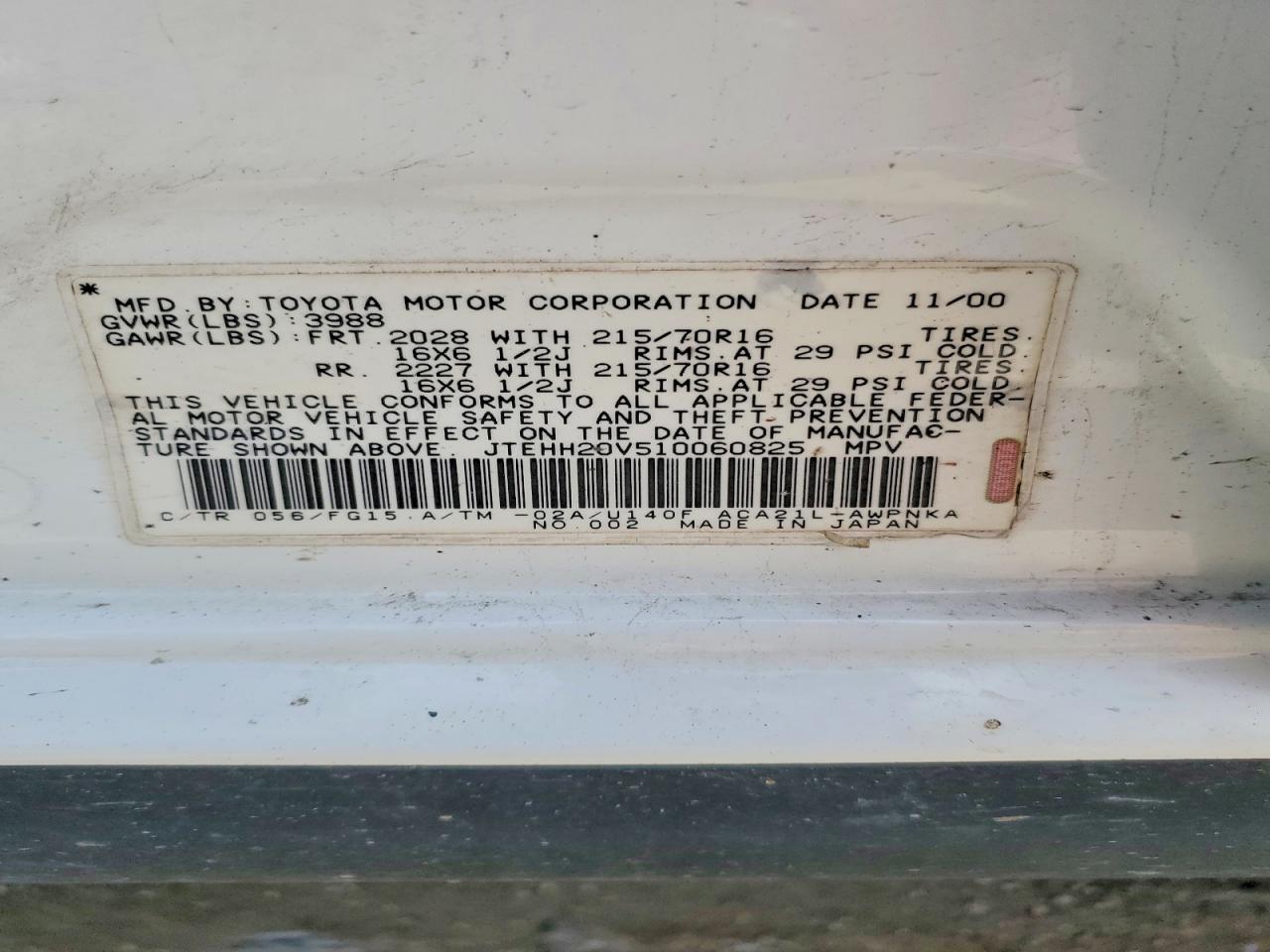 2001 TOYOTA RAV4 BASE photo 25