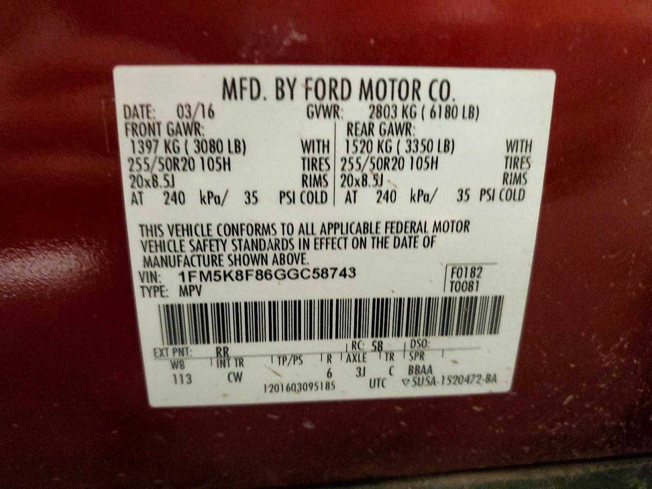 2016 FORD EXPLORER LIMITED photo 25