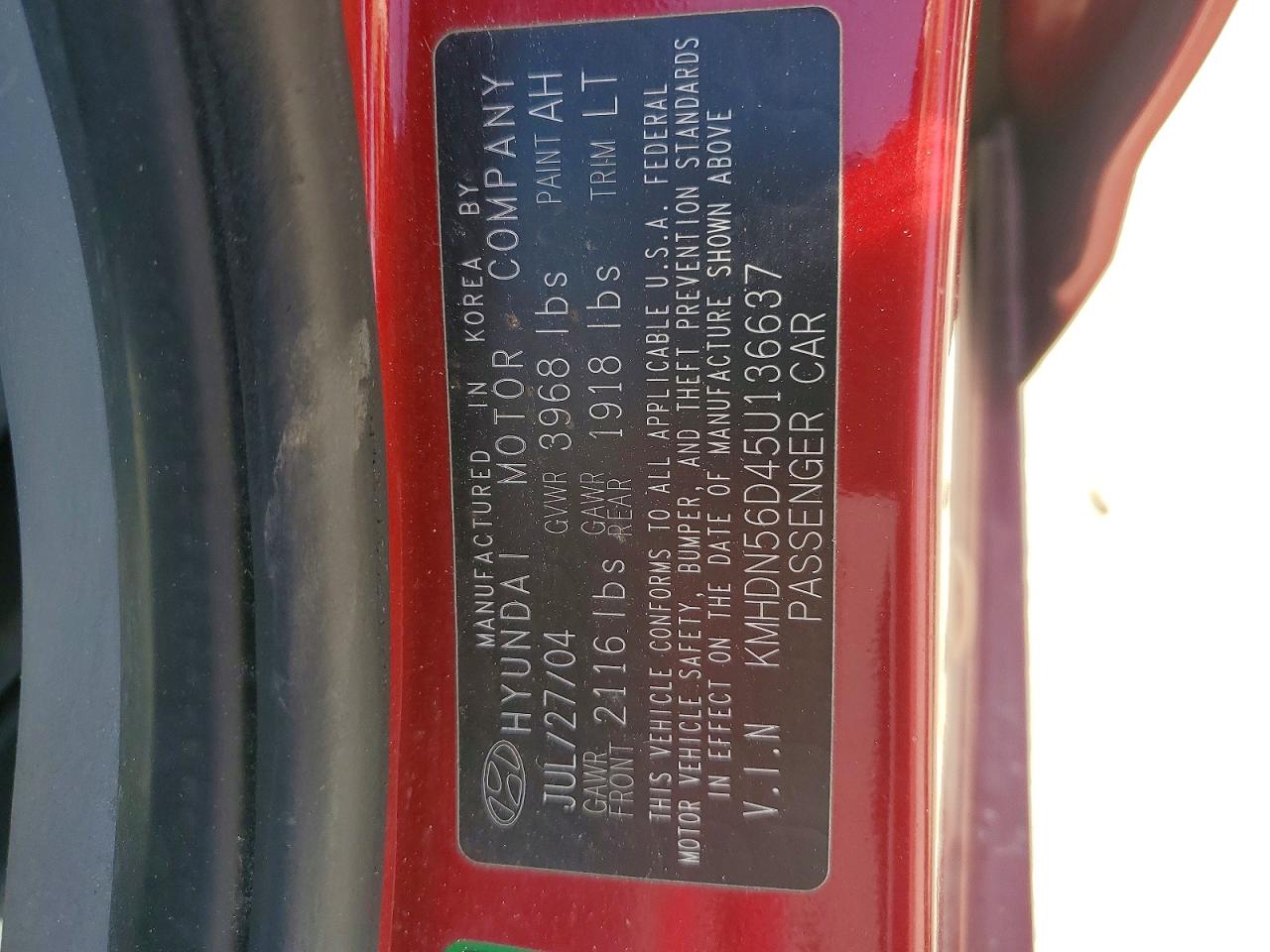 2005 HYUNDAI ELANTRA GLS photo 34