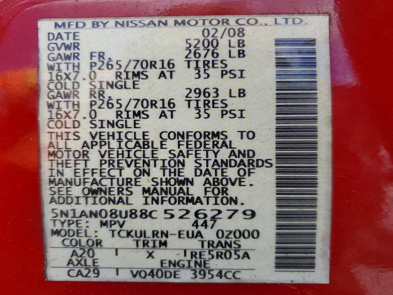 2008 NISSAN XTERRA X photo 13