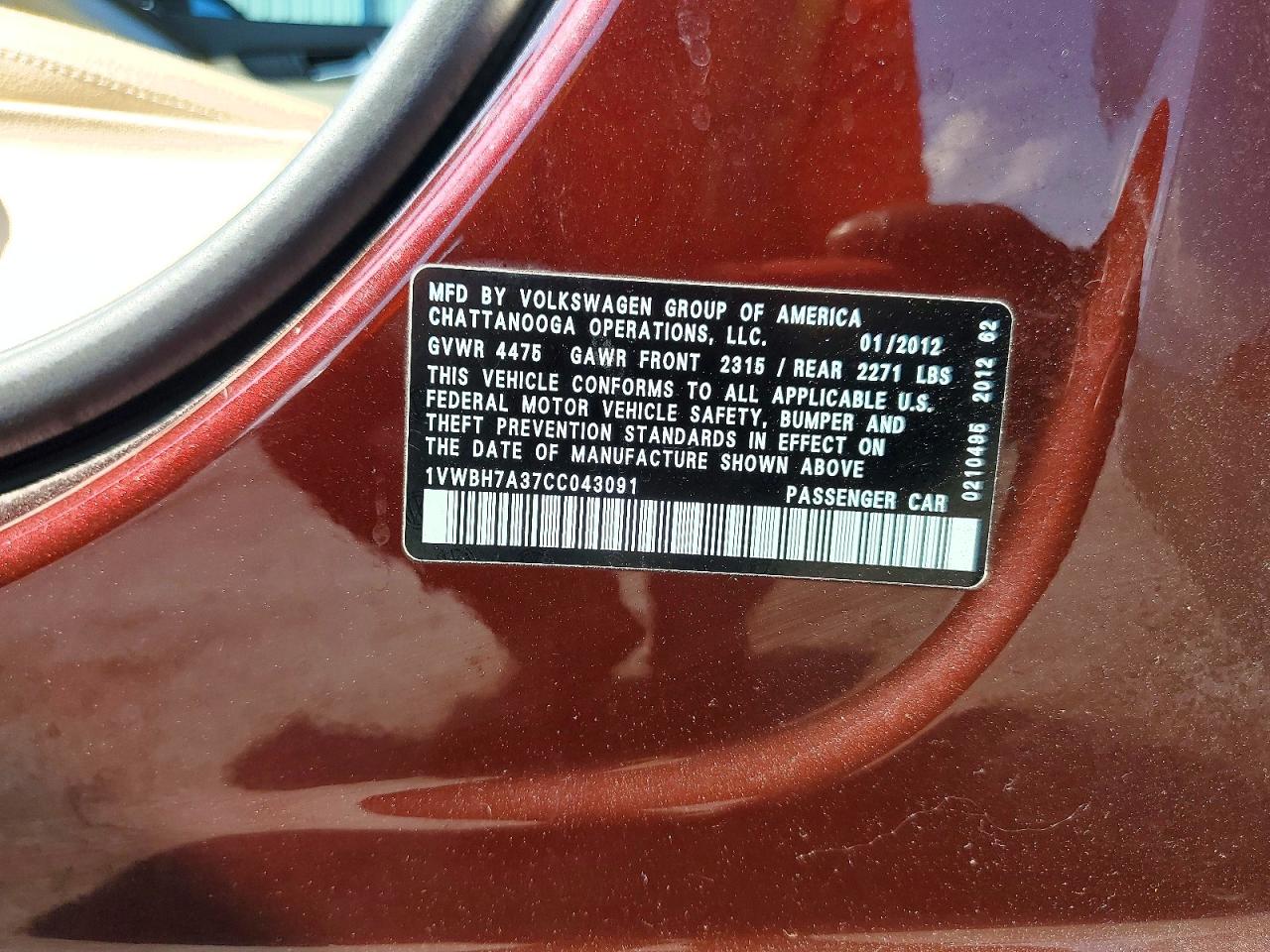 2012 VOLKSWAGEN PASSAT SE photo 34