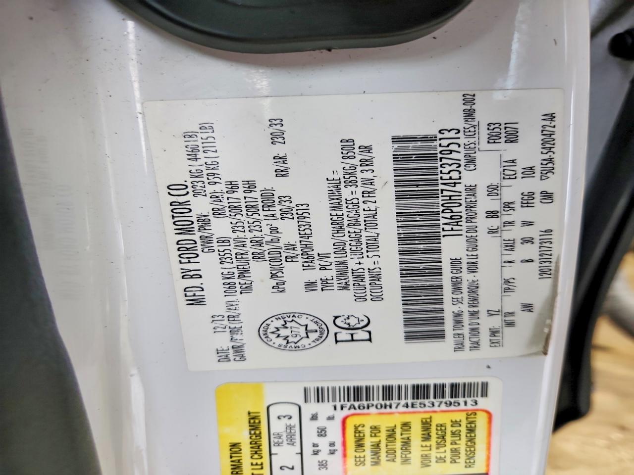 2014 FORD FUSION SE photo 12