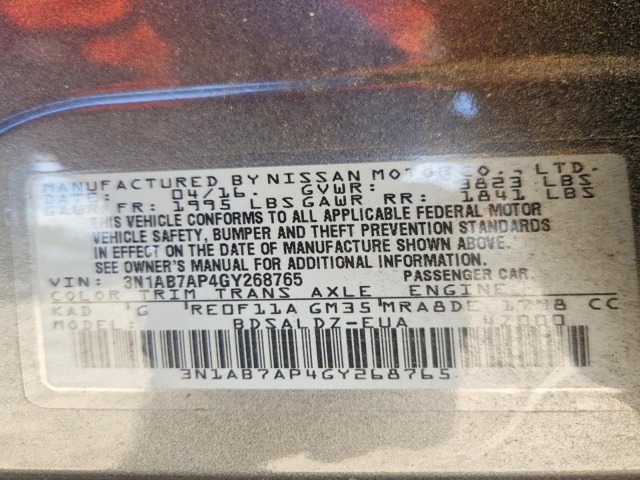2016 NISSAN SENTRA SV photo 34