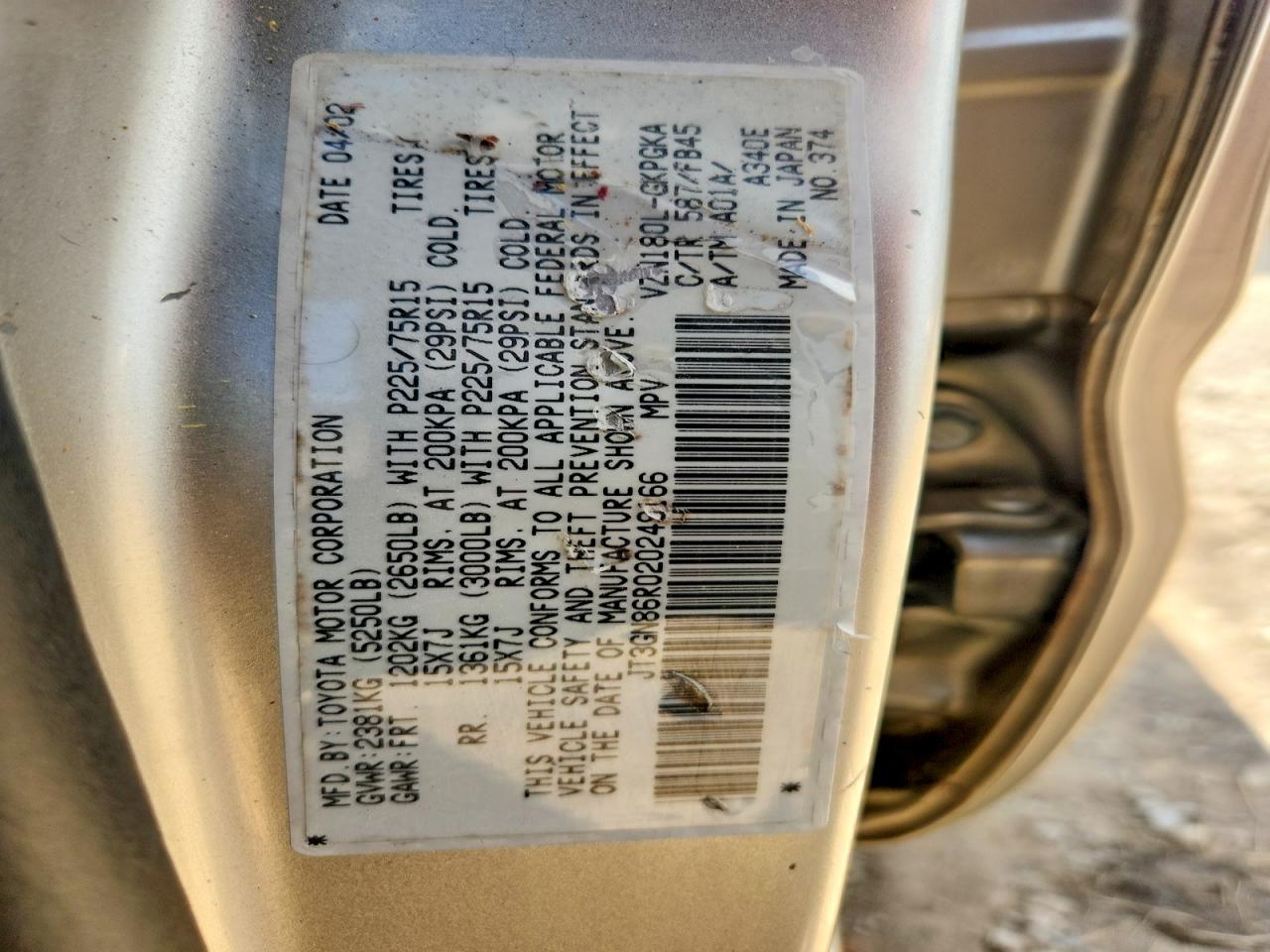 2002 TOYOTA 4RUNNER SR5 photo 25