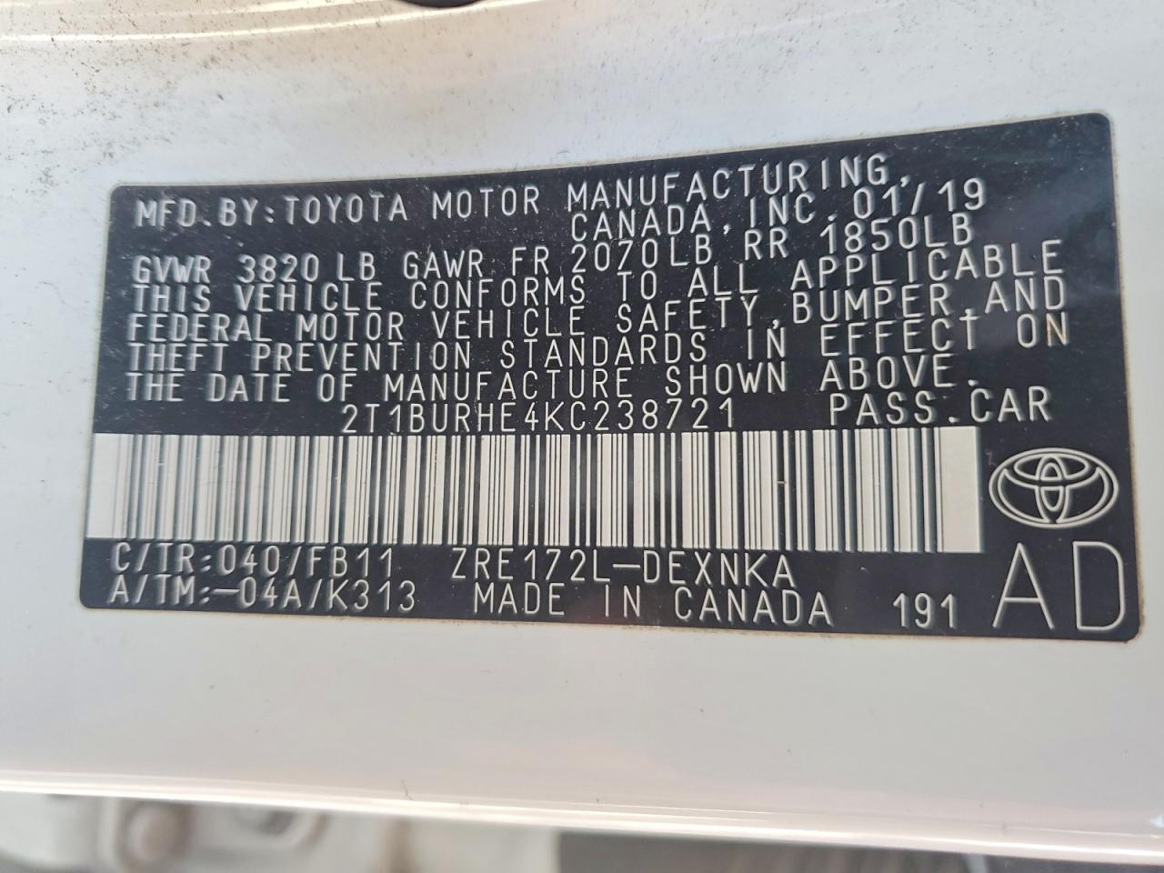 2019 TOYOTA COROLLA LE photo 23