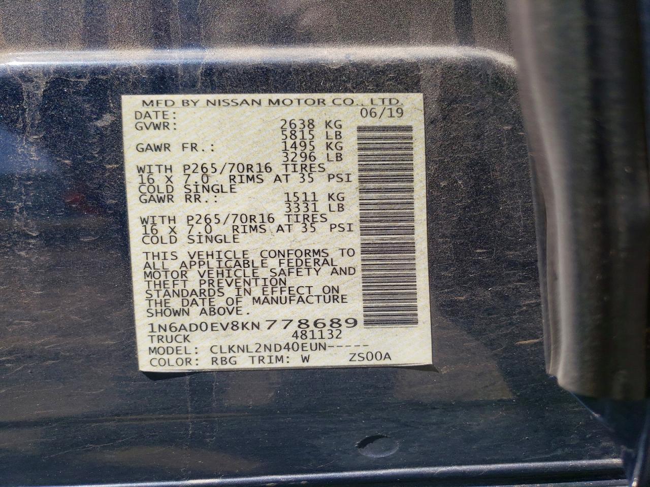 2019 NISSAN FRONTIER SV photo 23